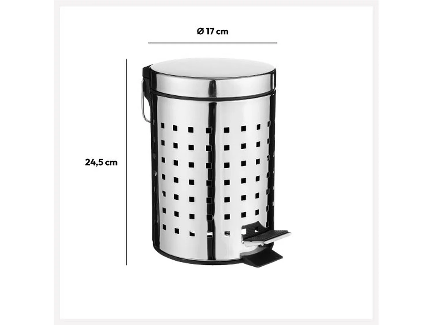 Poubelle de Salle de Bain "Cube" 3L Argent