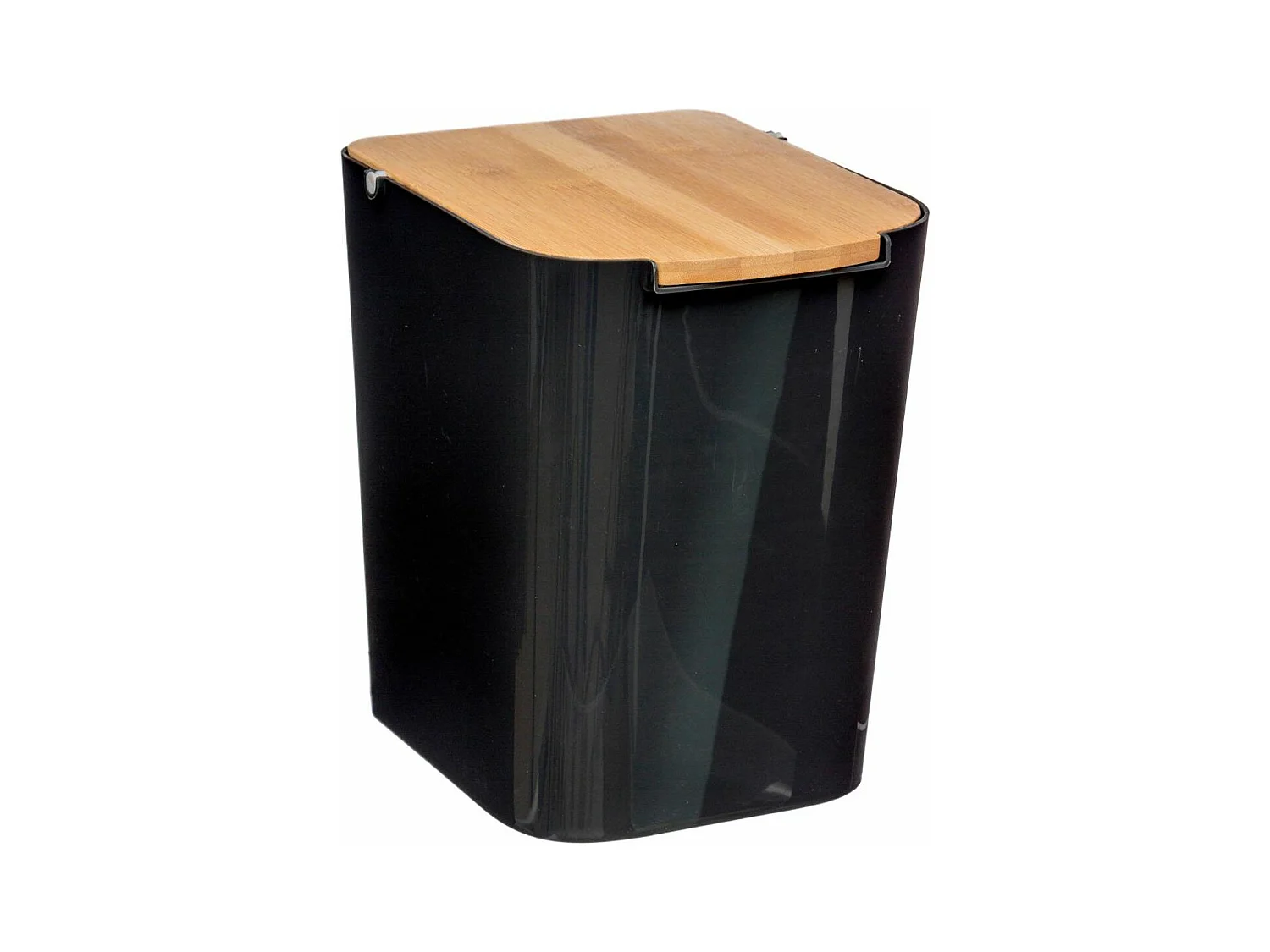 Poubelle à Couvercle Bambou "Natureo" 5L Noir