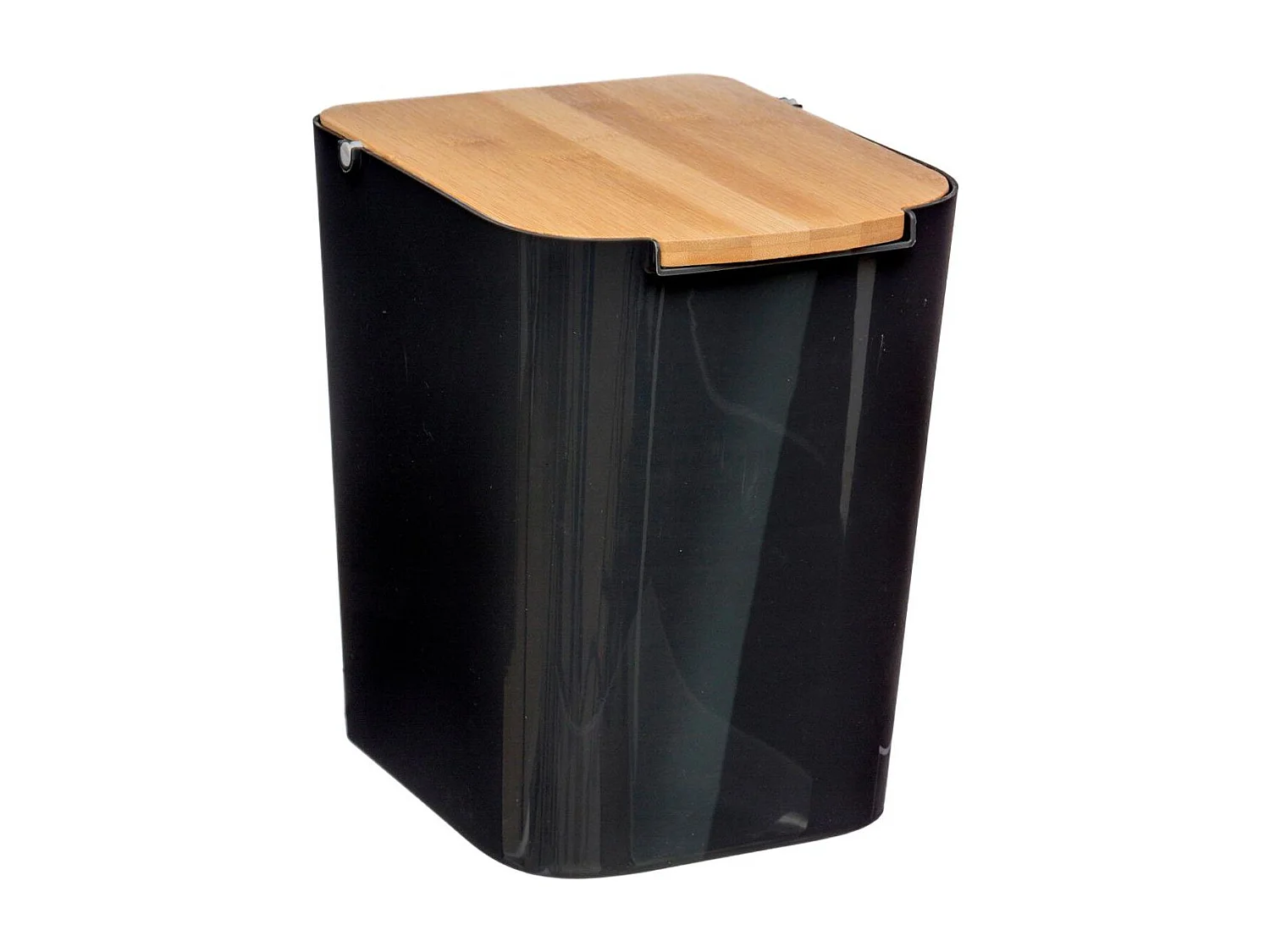 Poubelle à Couvercle Bambou "Natureo" 5L Noir