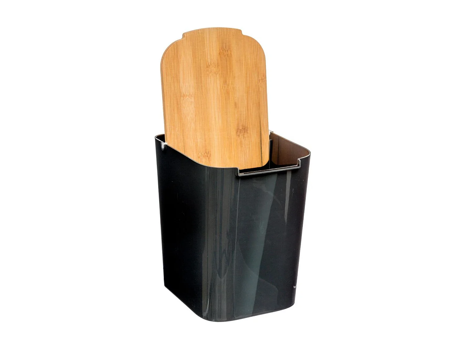 Poubelle à Couvercle Bambou "Natureo" 5L Noir