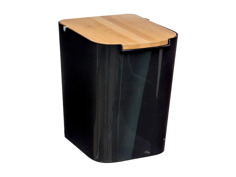 Poubelle à Couvercle Bambou "Natureo" 5L Noir