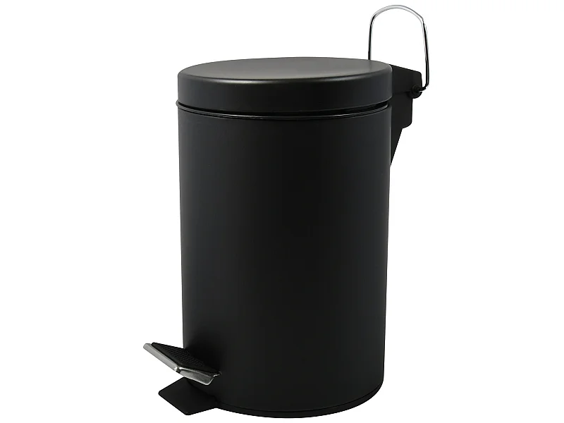 MSV Poubelle à  pédale Acier 3L Noir Mat