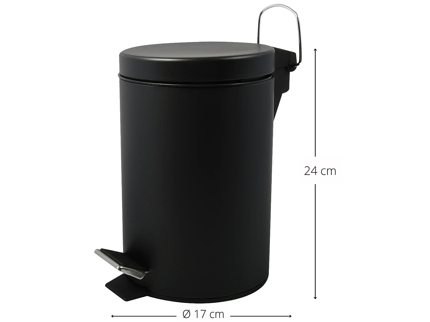 MSV Poubelle à  pédale Acier 3L Noir Mat