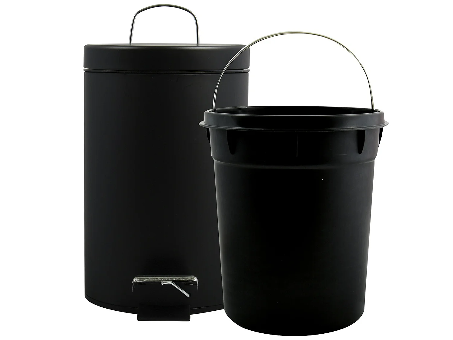 MSV Poubelle à  pédale Acier 3L Noir Mat