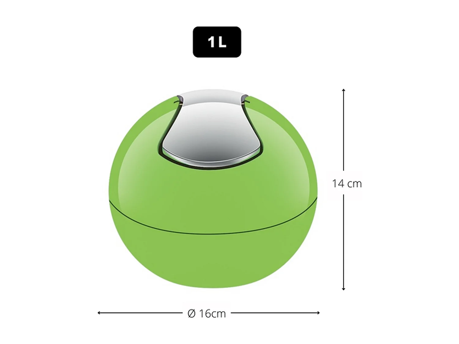 poubelle ø16 x 14 cm (1 litre), polystyrène, gris