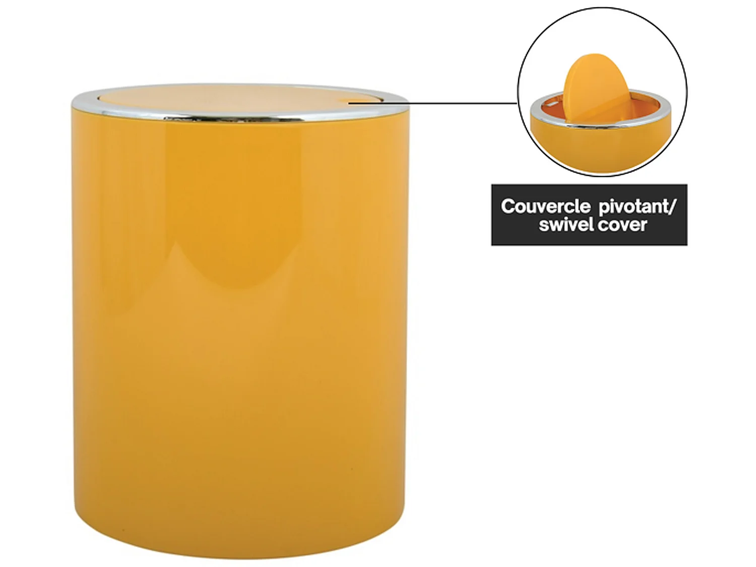 Poubelle msv "as kamaka" 6l en acier inoxydable en jaune
