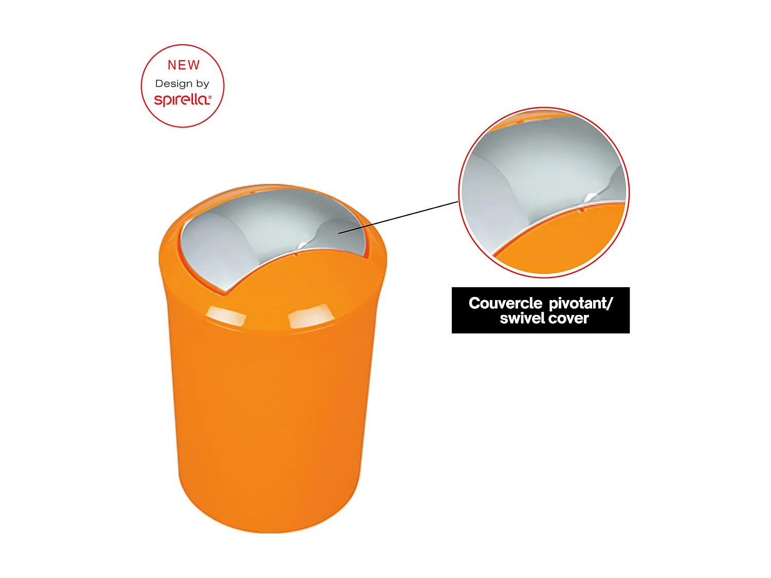 poubelle collection sydney acrylique couleur orange (5l)