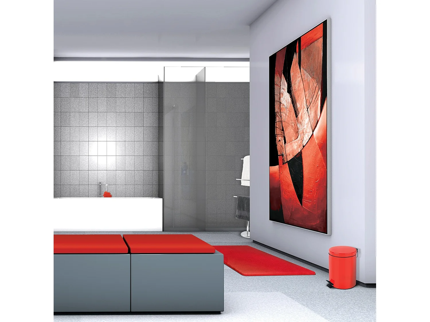 poubelle à pédale ø17 x 24,5 (3 litres), métal, rouge