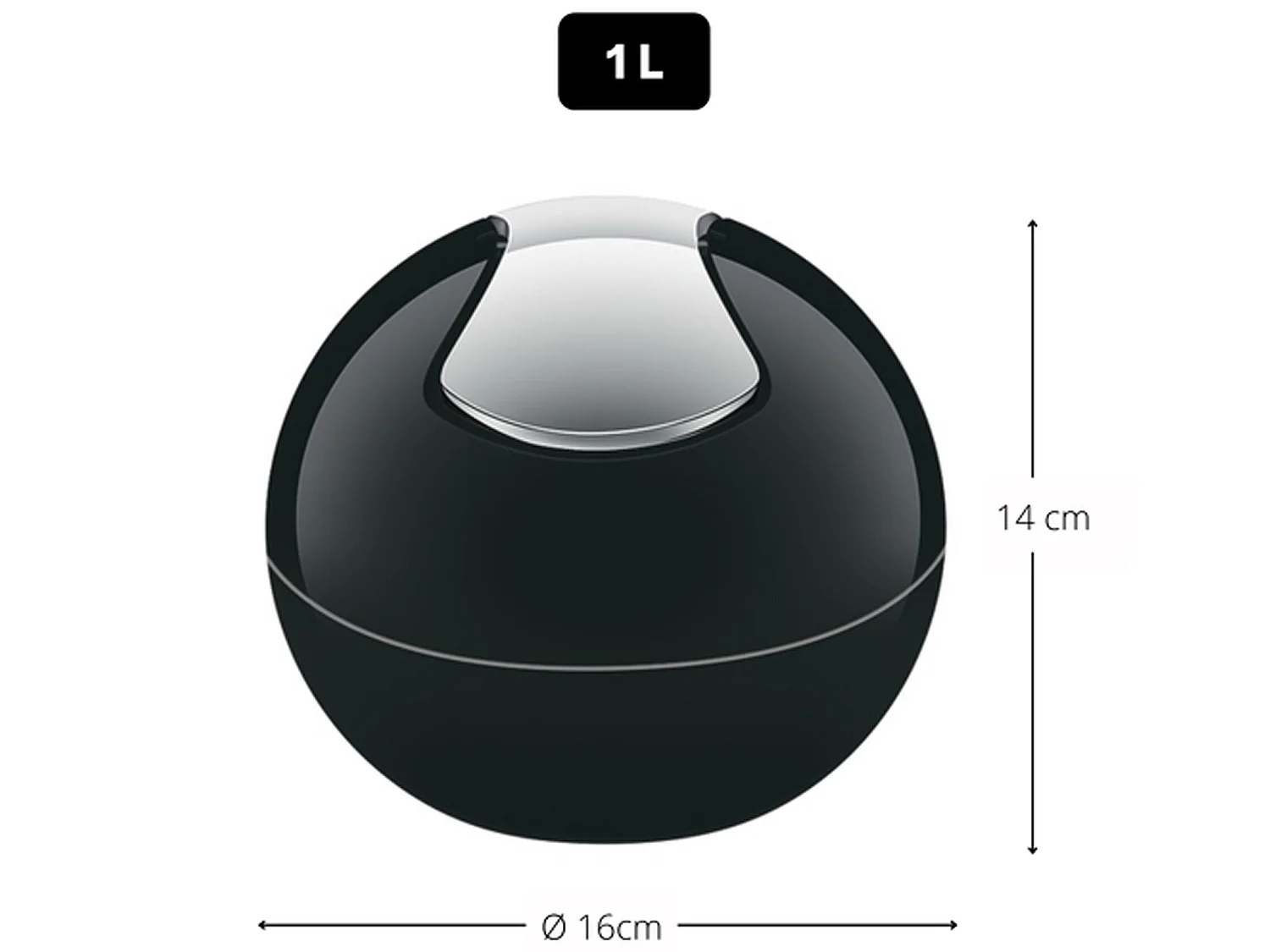 poubelle ø16 x 14 cm (1 litre), polystyrène, noir