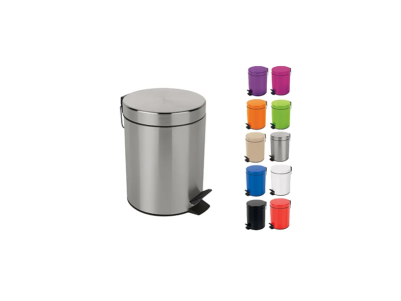 poubelle à pédale ø17 x 24,5 (3 litres), métal, chromé