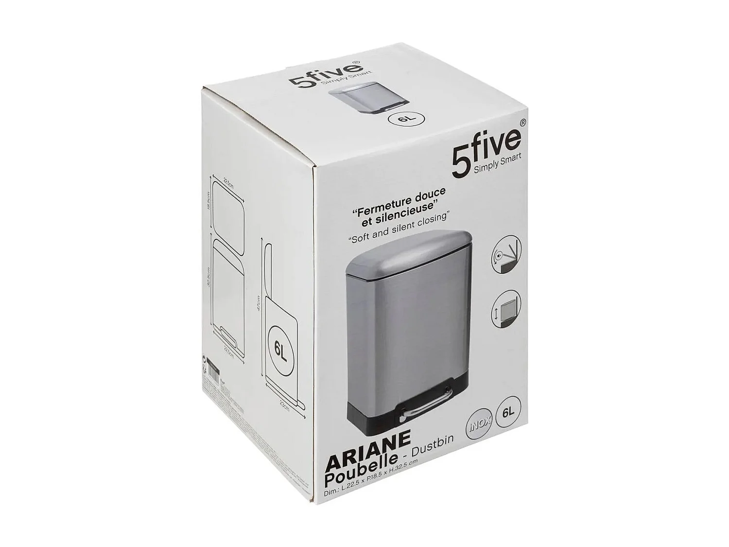 Poubelle à Pédale en Inox "Ariane" 6L Argent