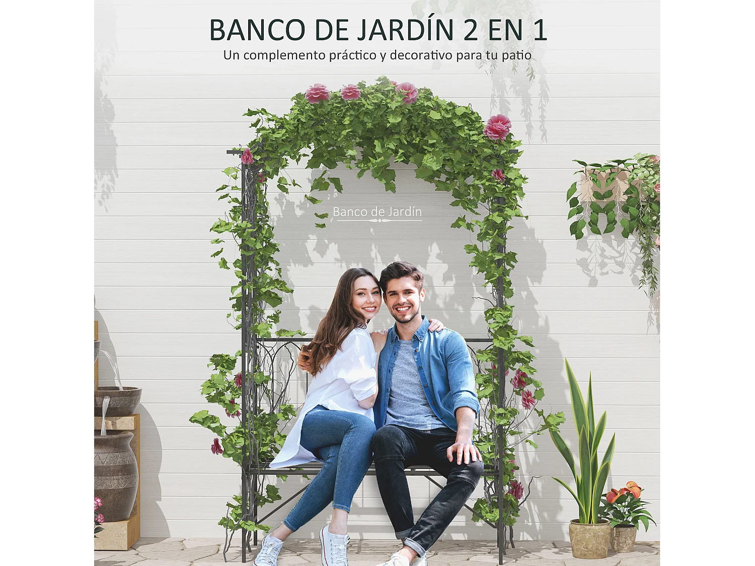 Arco de jardín negro 115x59x203cm Outsunny