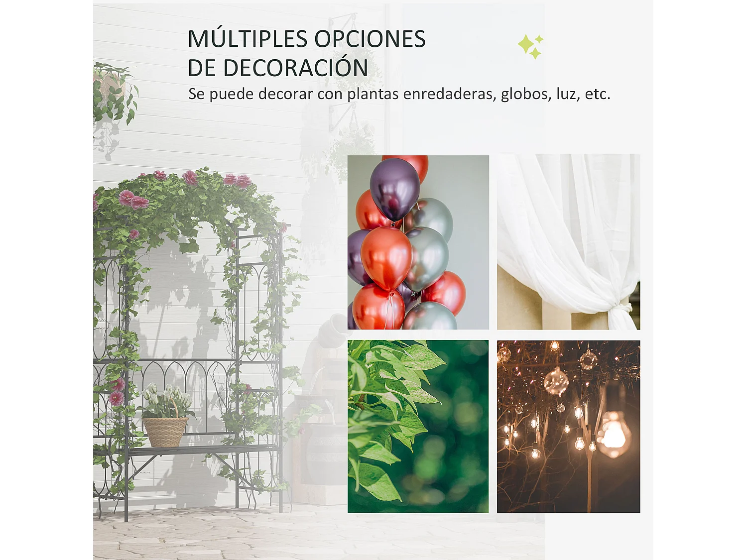 Arco de jardín negro 115x59x203cm Outsunny