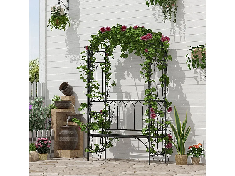 Arco de jardín negro 115x59x203cm Outsunny