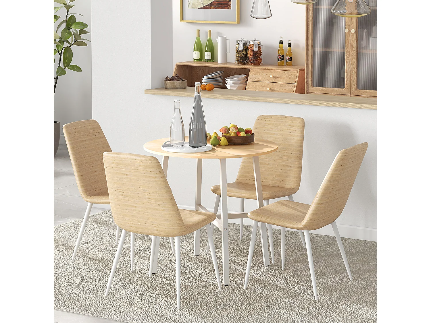 Mesa de comedor madera natural 80x80x76 cm HOMCOM
