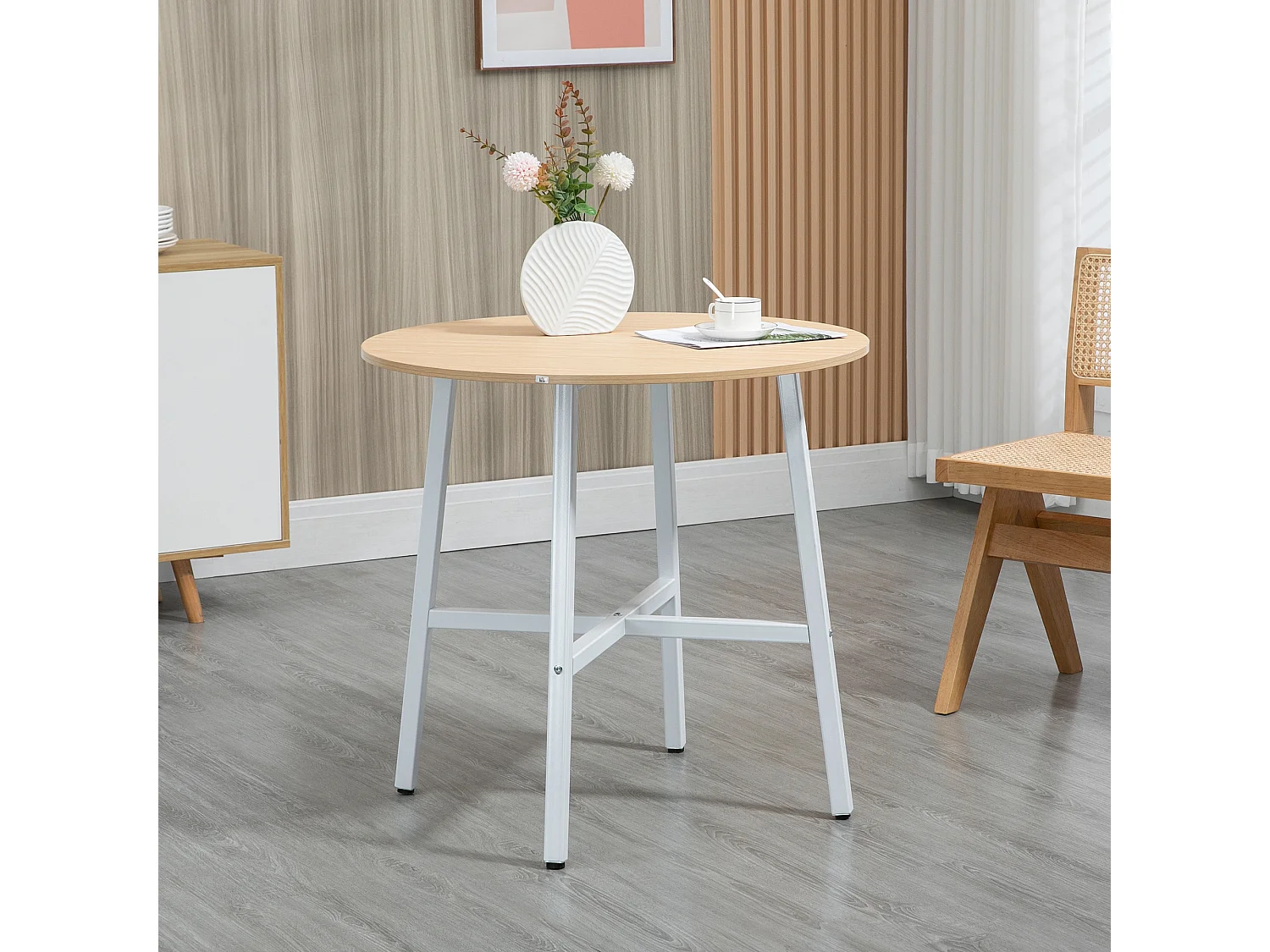 Mesa de comedor madera natural 80x80x76 cm HOMCOM