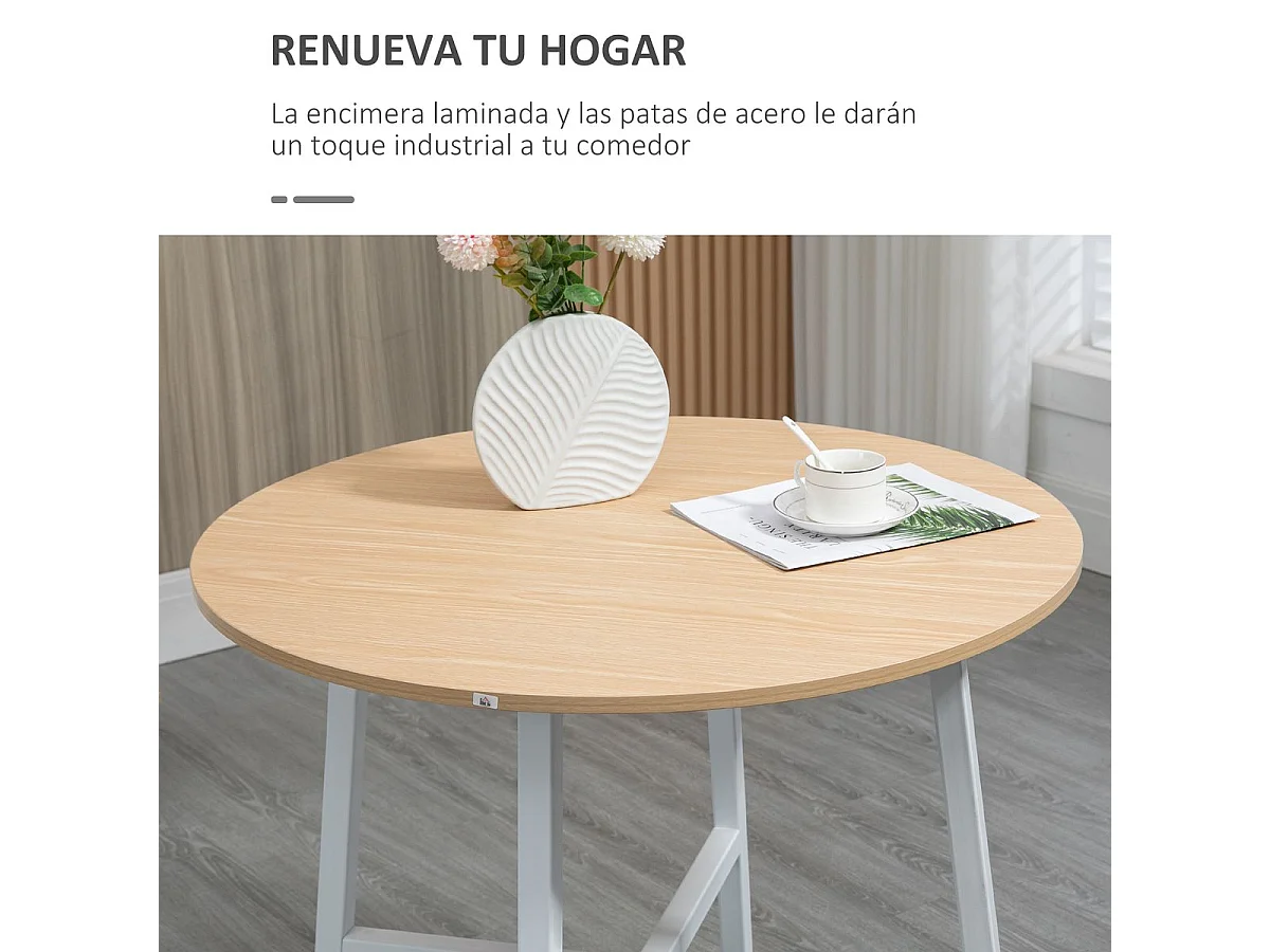 Mesa de comedor madera natural 80x80x76 cm HOMCOM
