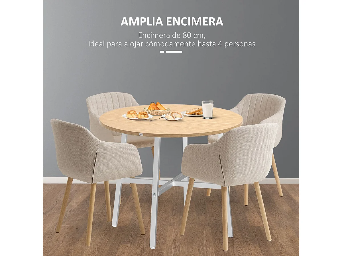 Mesa de comedor madera natural 80x80x76 cm HOMCOM