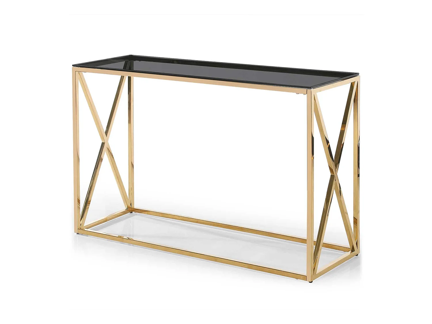 Console Design en Verre "Gladis" 120cm Or & Noir