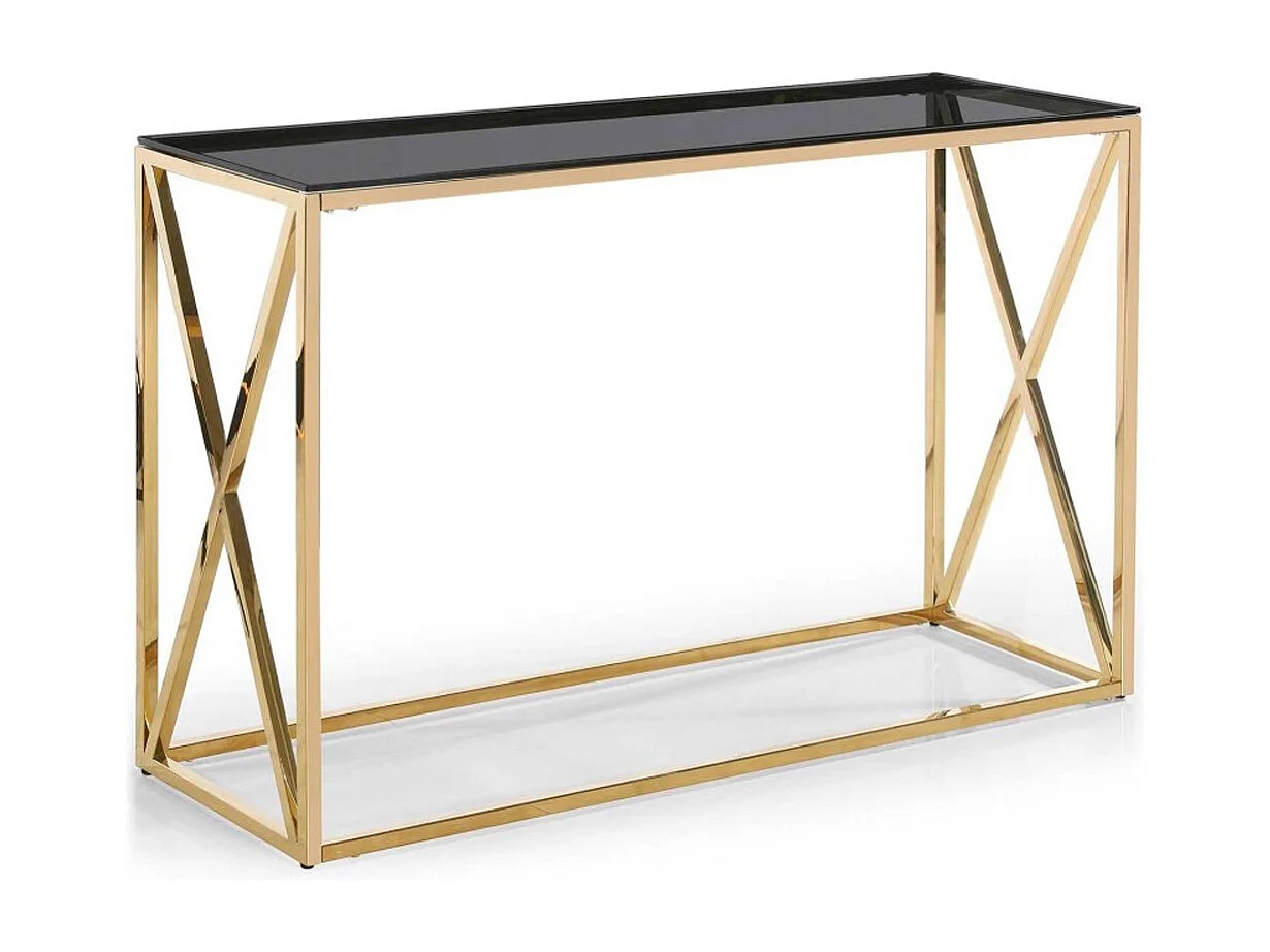 Console Design en Verre "Gladis" 120cm Or & Noir