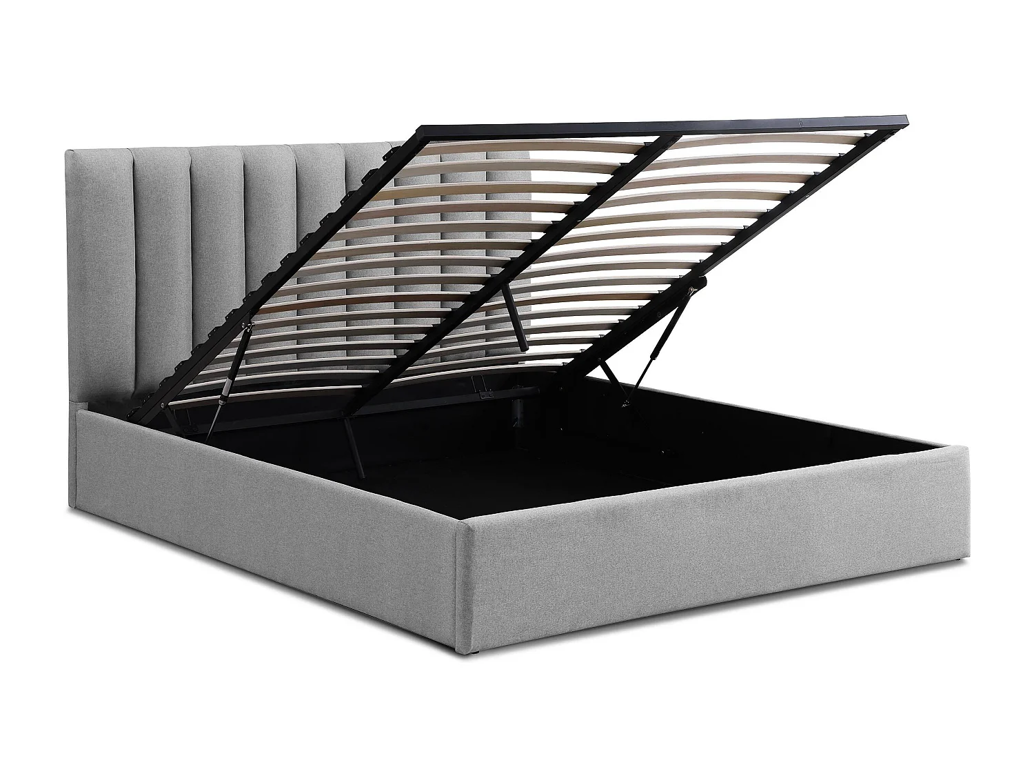 Lit Coffre Design en Tissu "Songa" 160x200cm Gris