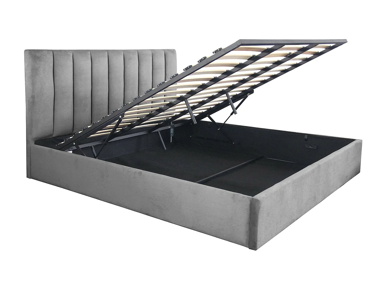 Lit Coffre Design Velours "Songa" 180x200cm Argent