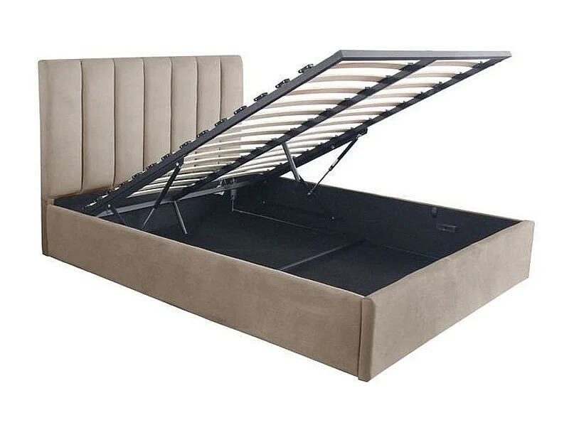 Lit Coffre Design Velours "Songa" 160x200cm Taupe