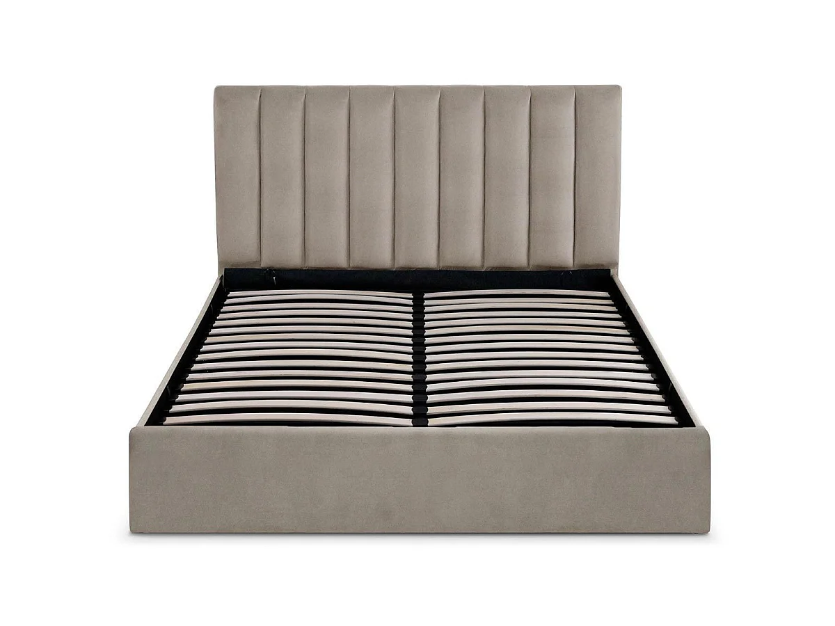 Lit Coffre Design Velours "Songa" 160x200cm Taupe