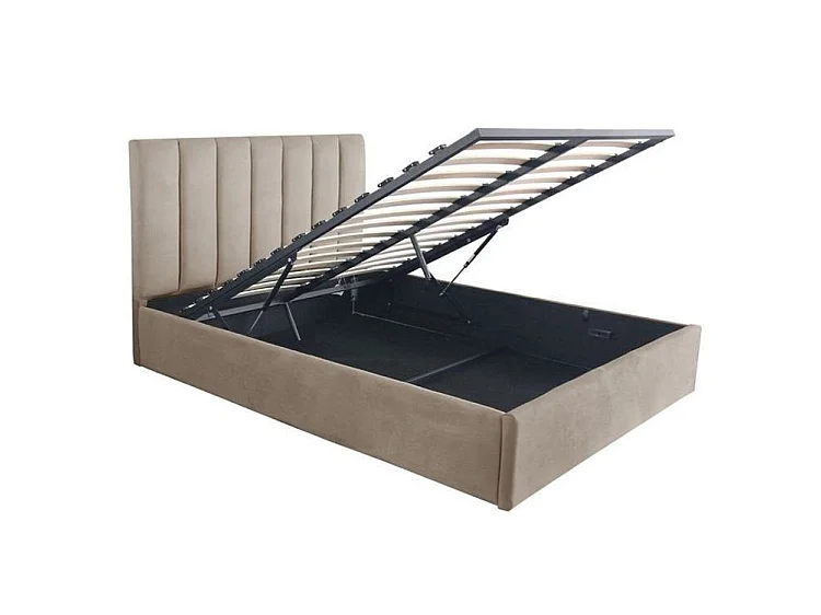 Lit Coffre Design Velours "Songa" 160x200cm Taupe