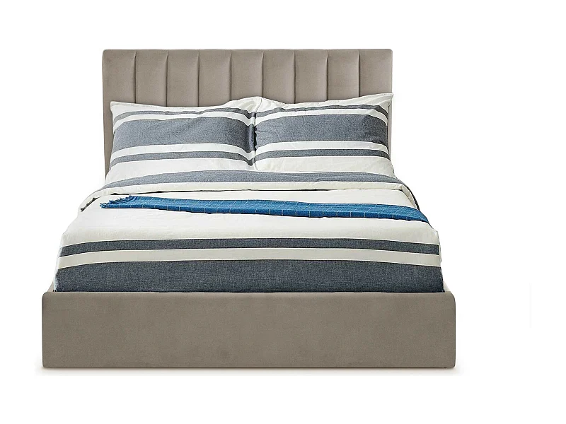 Lit Coffre Design Velours "Songa" 160x200cm Taupe