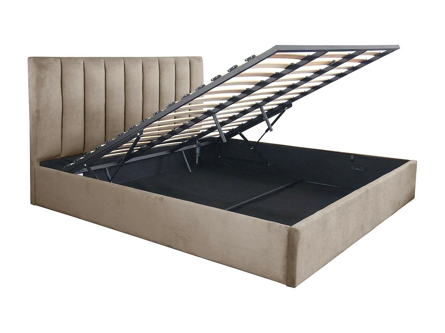 Lit Coffre Design Velours "Songa" 180x200cm Taupe