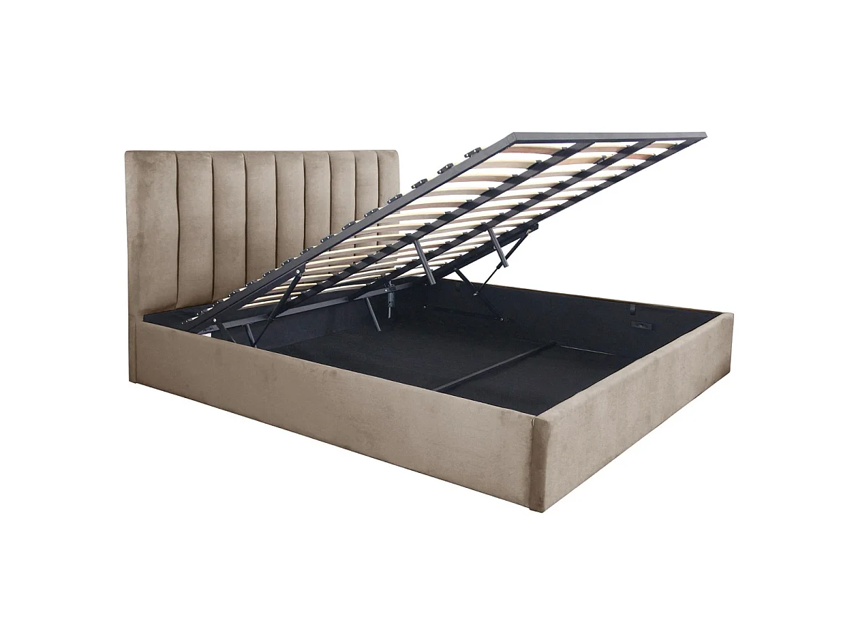 Lit Coffre Design Velours "Songa" 180x200cm Taupe