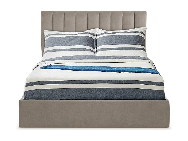 Lit Coffre Design Velours "Songa" 140x190cm Taupe