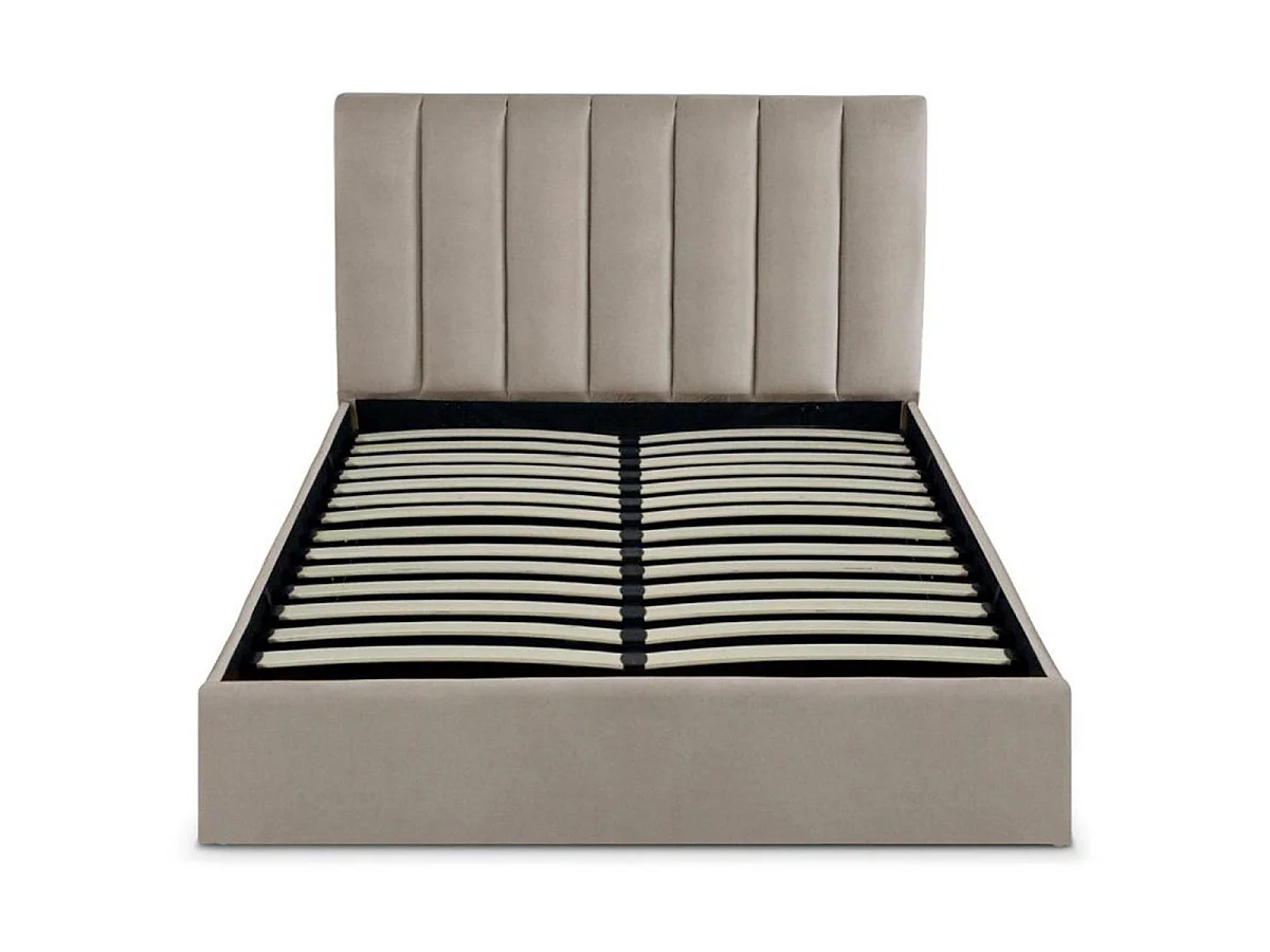 Lit Coffre Design Velours "Songa" 140x190cm Taupe
