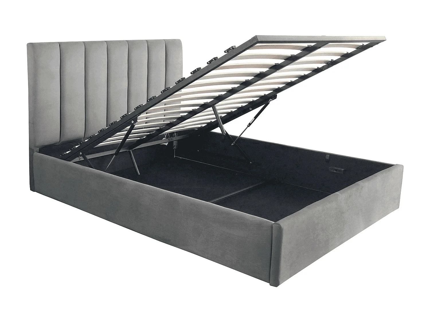 Lit Coffre Design Velours "Songa" 140x190cm Argent