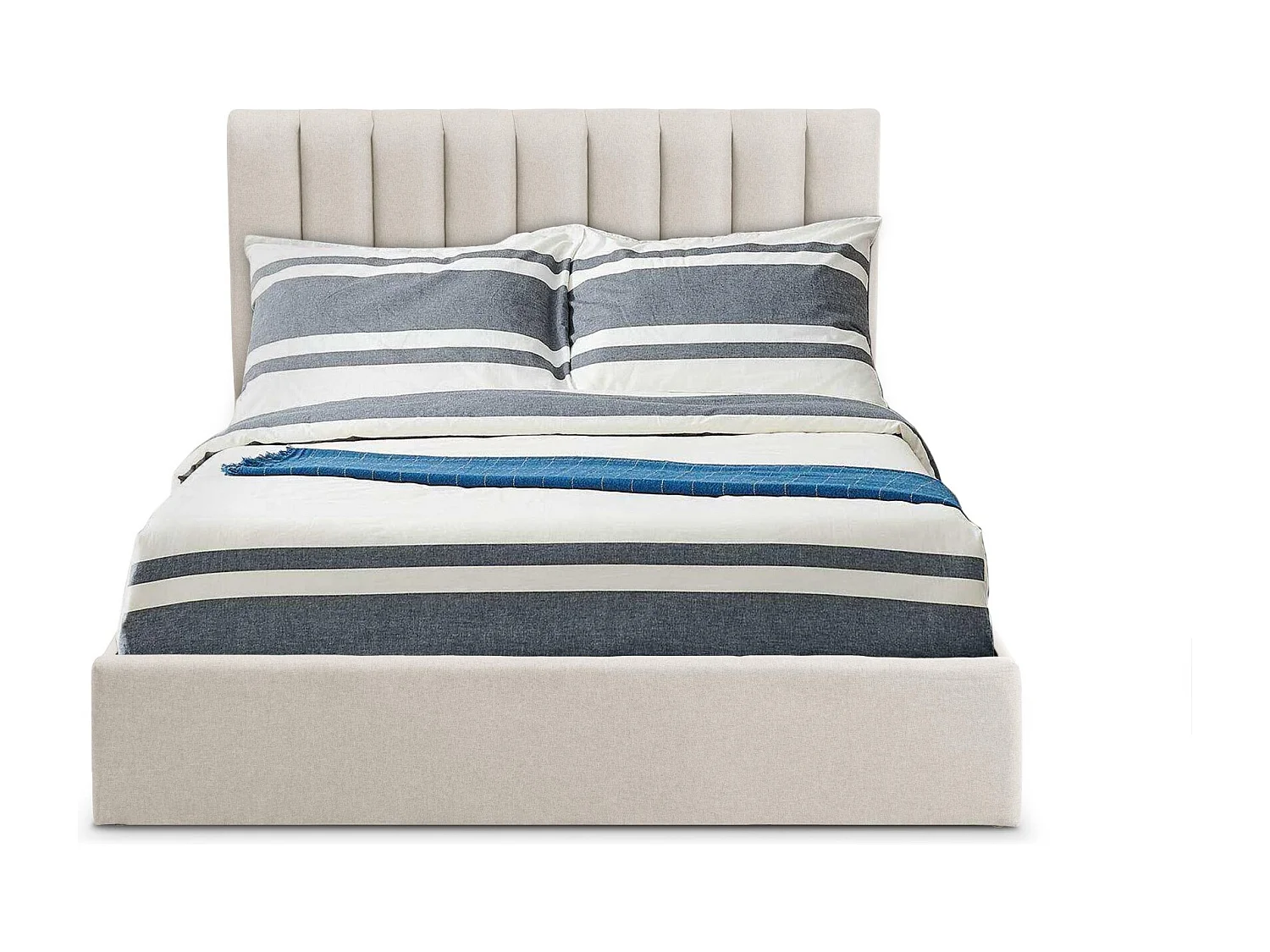 Lit Coffre Design en Tissu "Songa" 140x190cm Beige