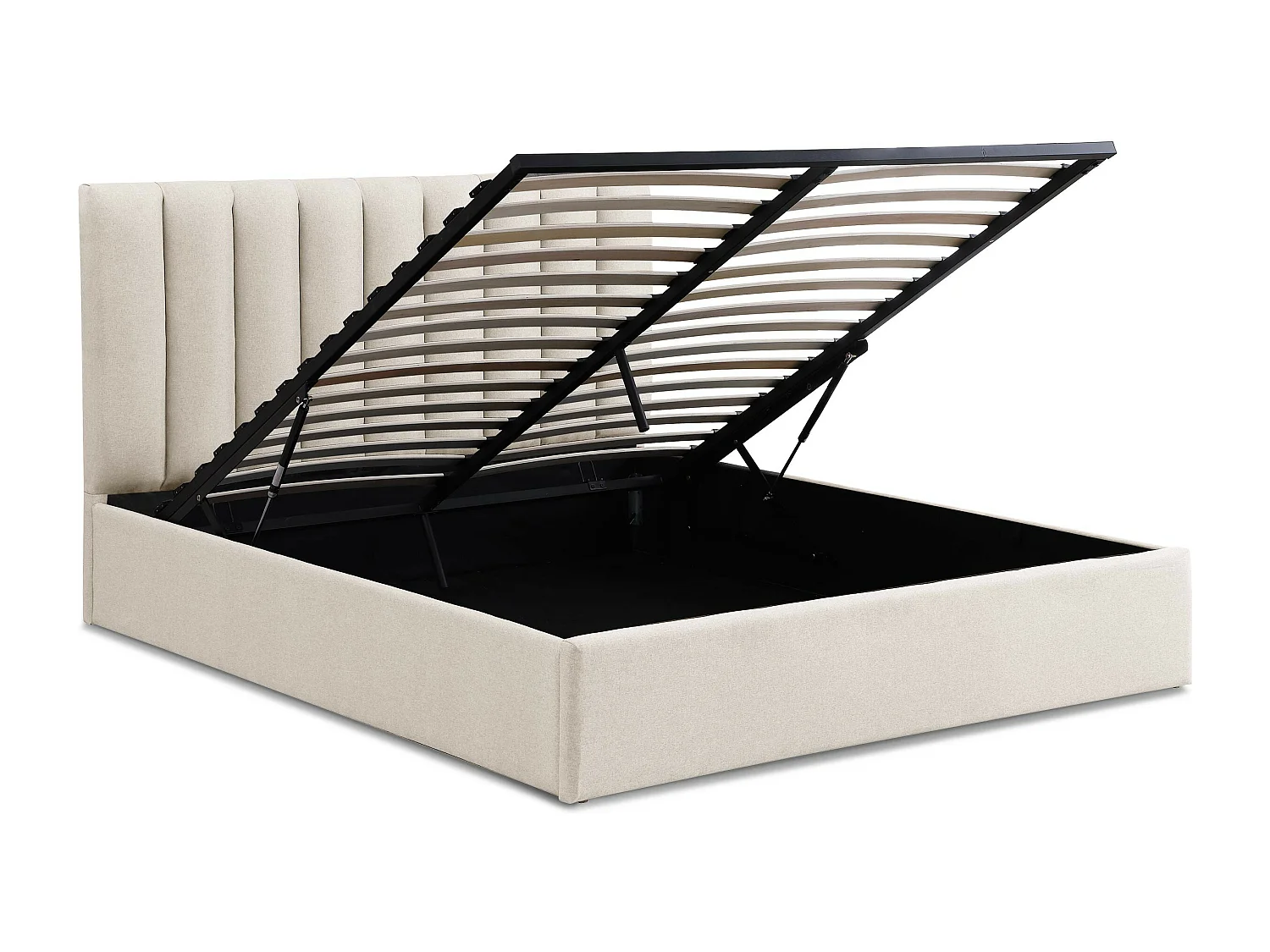 Lit Coffre Design en Tissu "Songa" 140x190cm Beige