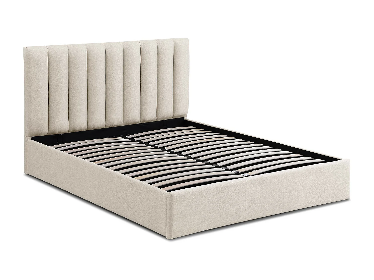 Lit Coffre Design en Tissu "Songa" 140x190cm Beige