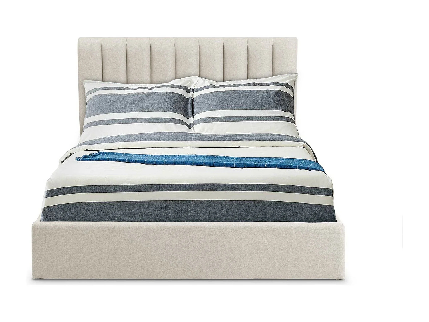 Lit Coffre Design en Tissu "Songa" 180x200cm Beige