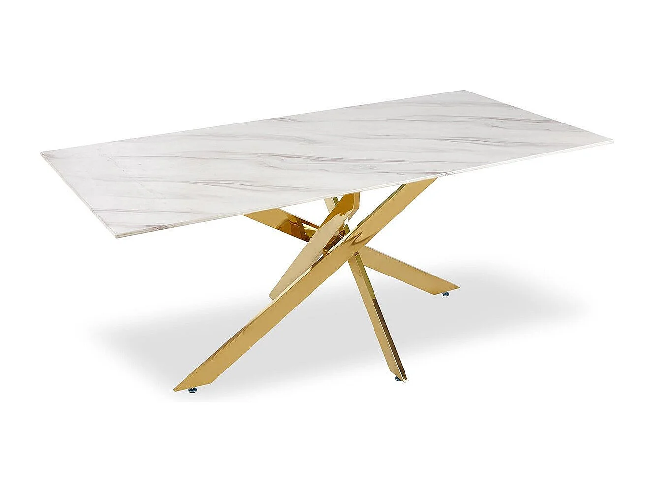 Table de Repas Design "Nalou" 180cm Blanc & Or