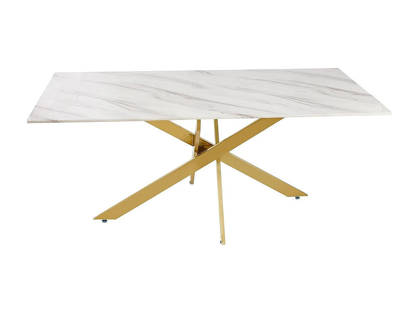 Table de Repas Design "Nalou" 180cm Blanc & Or