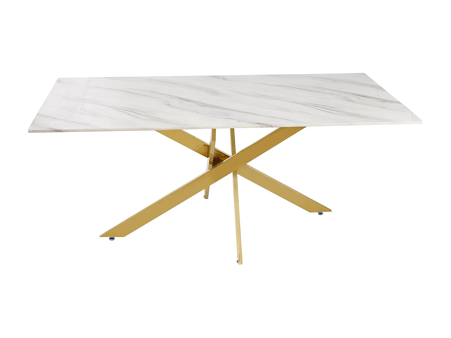 Table de Repas Design "Nalou" 180cm Blanc & Or