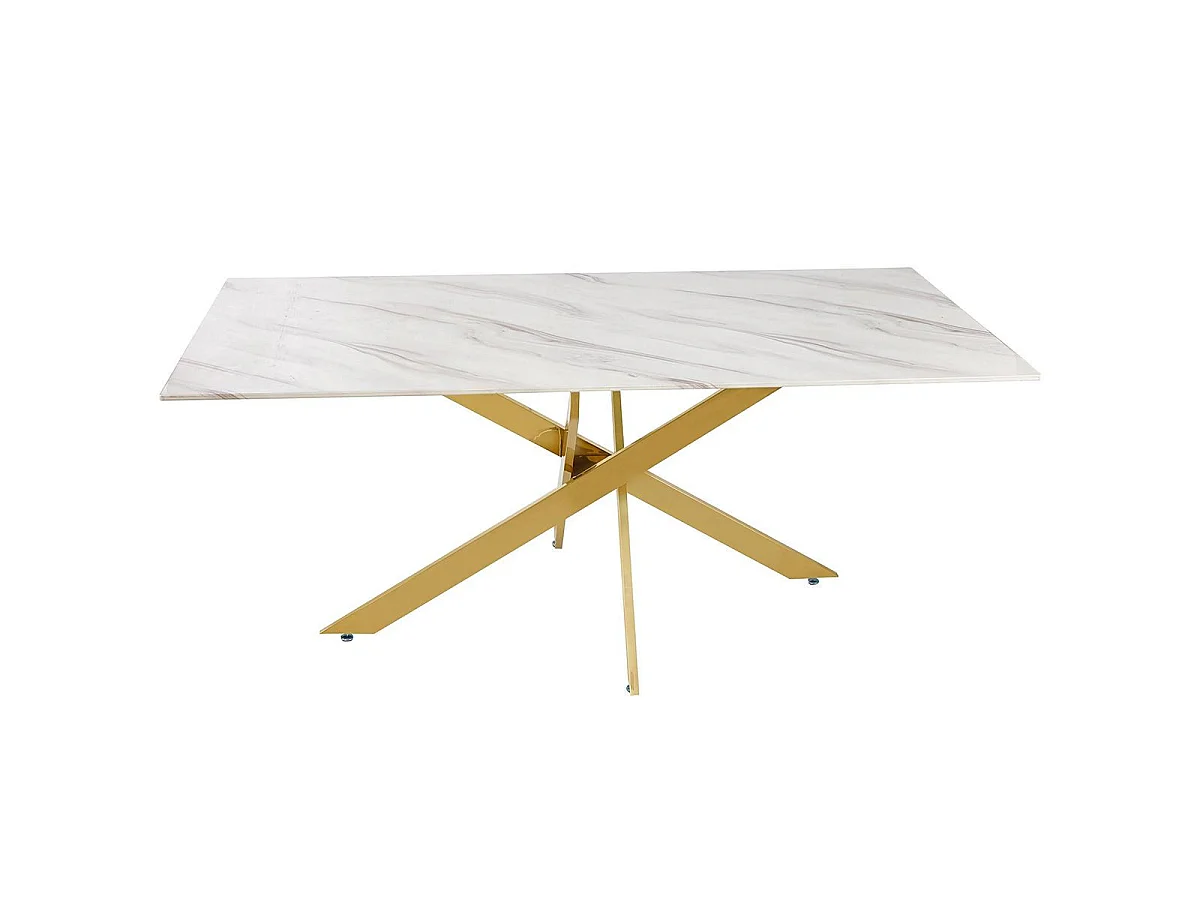 Table de Repas Design "Nalou" 180cm Blanc & Or