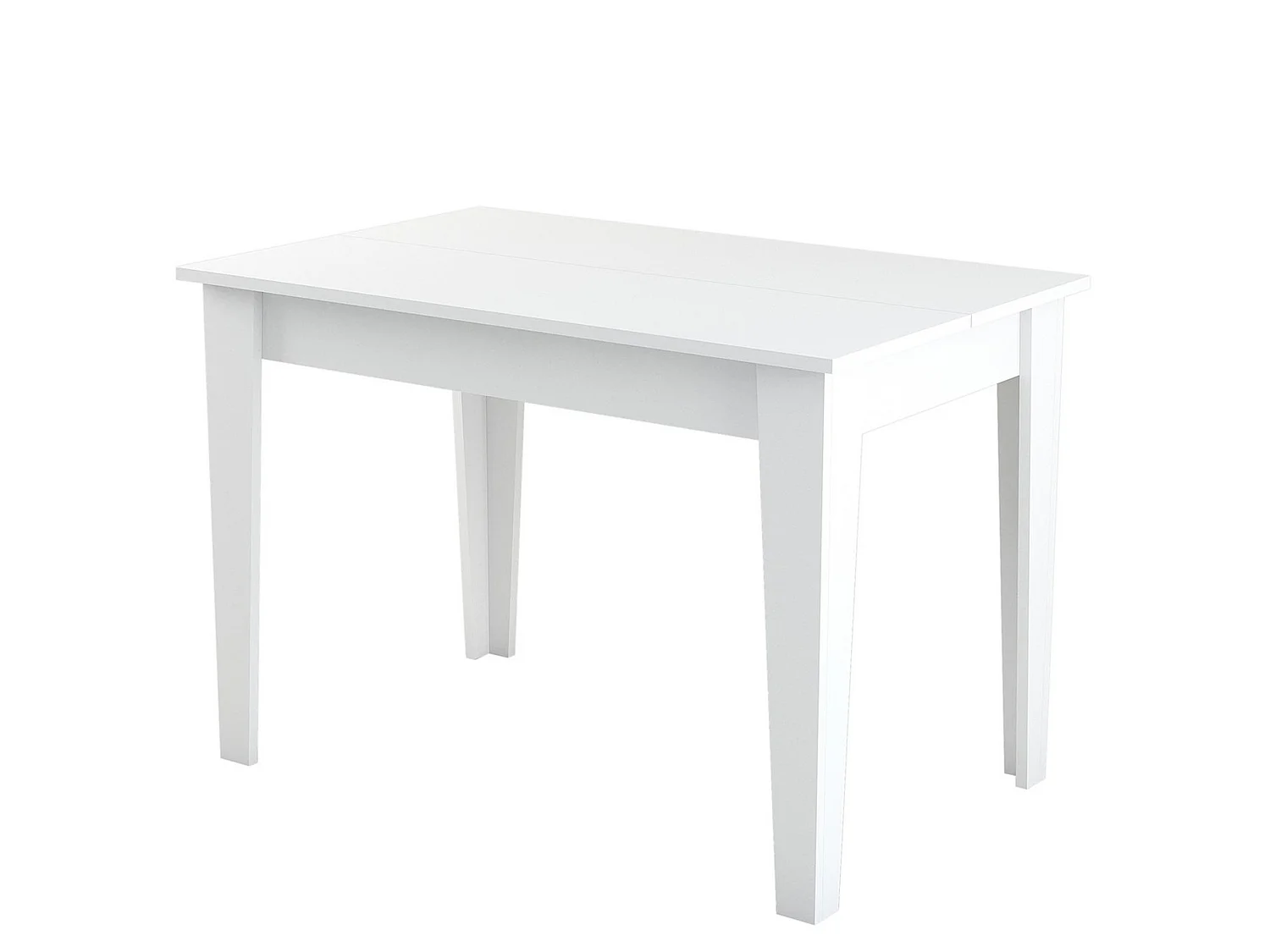 Table de cuisine, 100% aggloméré plaqué mélamine, couleur blanche 110x75x72