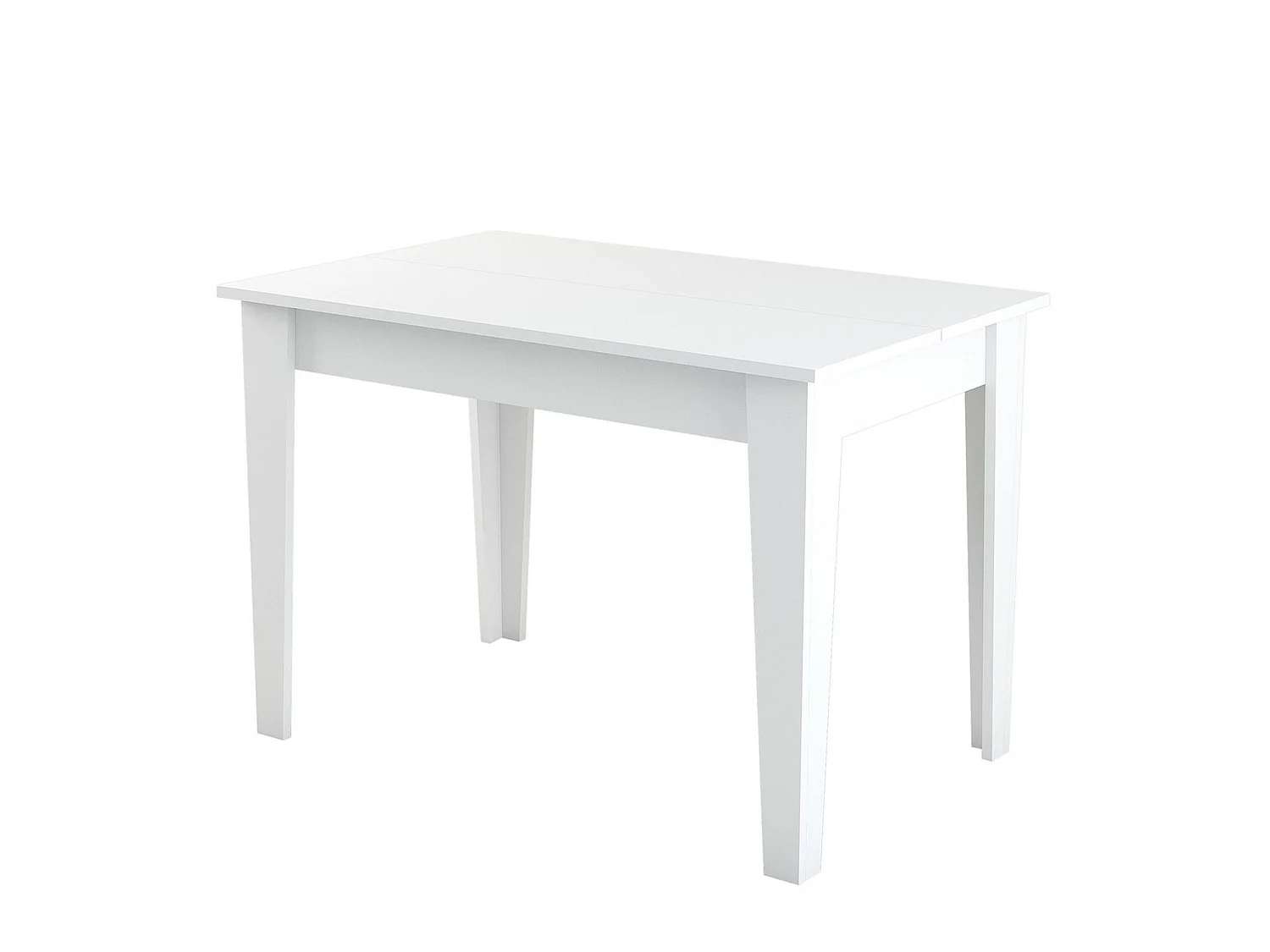 Table de cuisine, 100% aggloméré plaqué mélamine, couleur blanche 110x75x72
