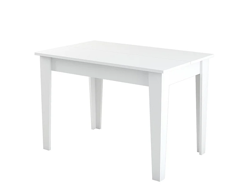 Table de cuisine, 100% aggloméré plaqué mélamine, couleur blanche 110x75x72