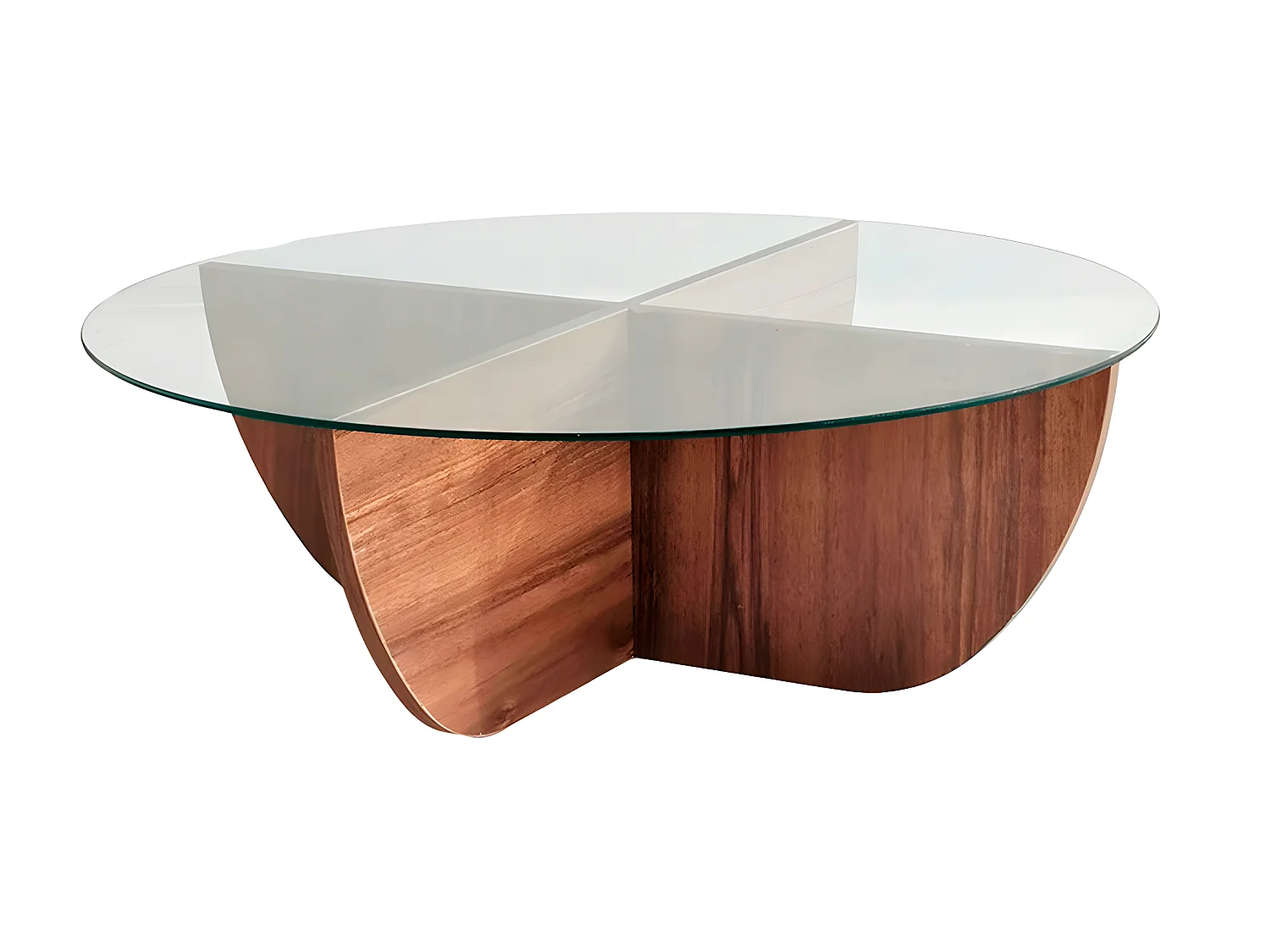 Tables basses rhin ronde en verre trempé en couleur nogal, 90x30x90