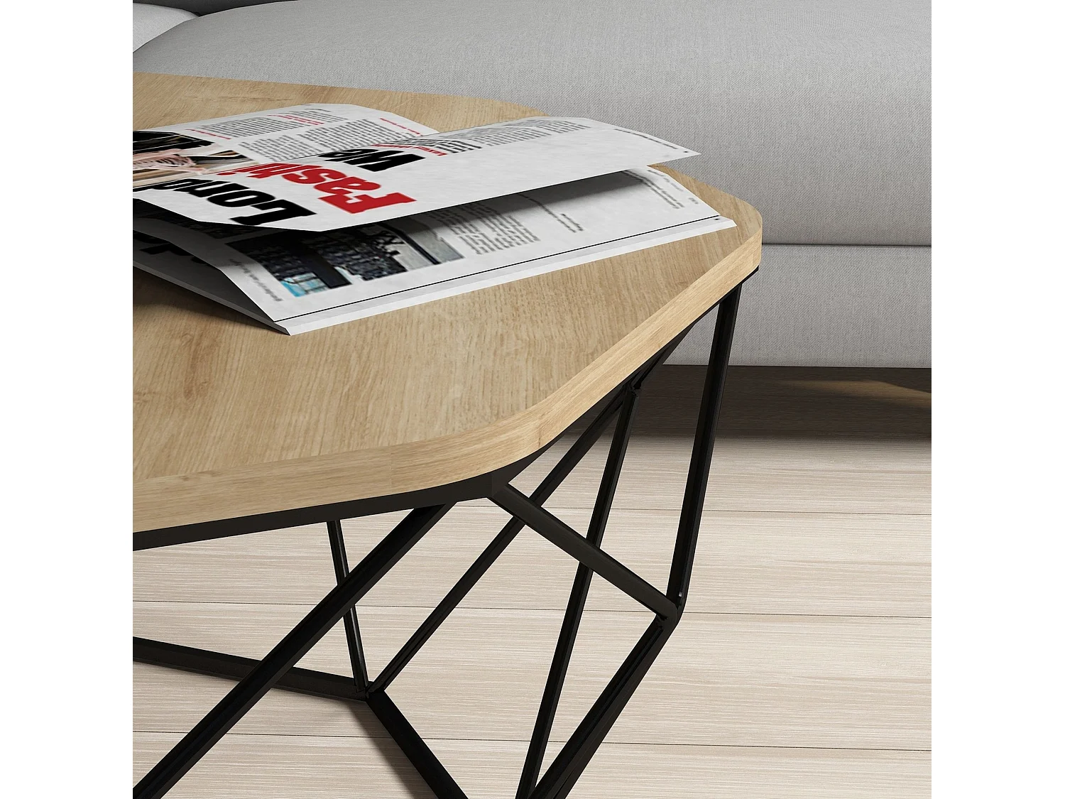 Table d’appoint ganges design panneau de particules plaqué mélaminé en couleur chêne, 90x38x90