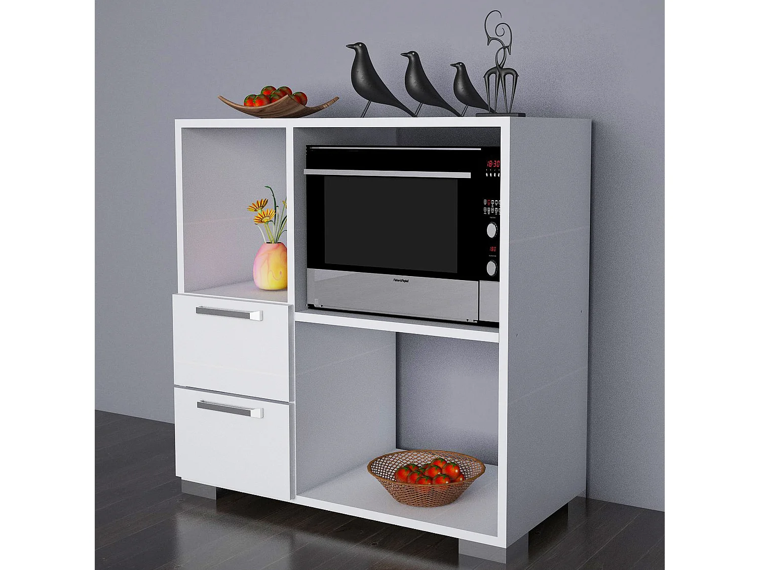 Meuble de cuisine, 100% aggloméré plaqué mélamine, couleur blanche 80x83x40