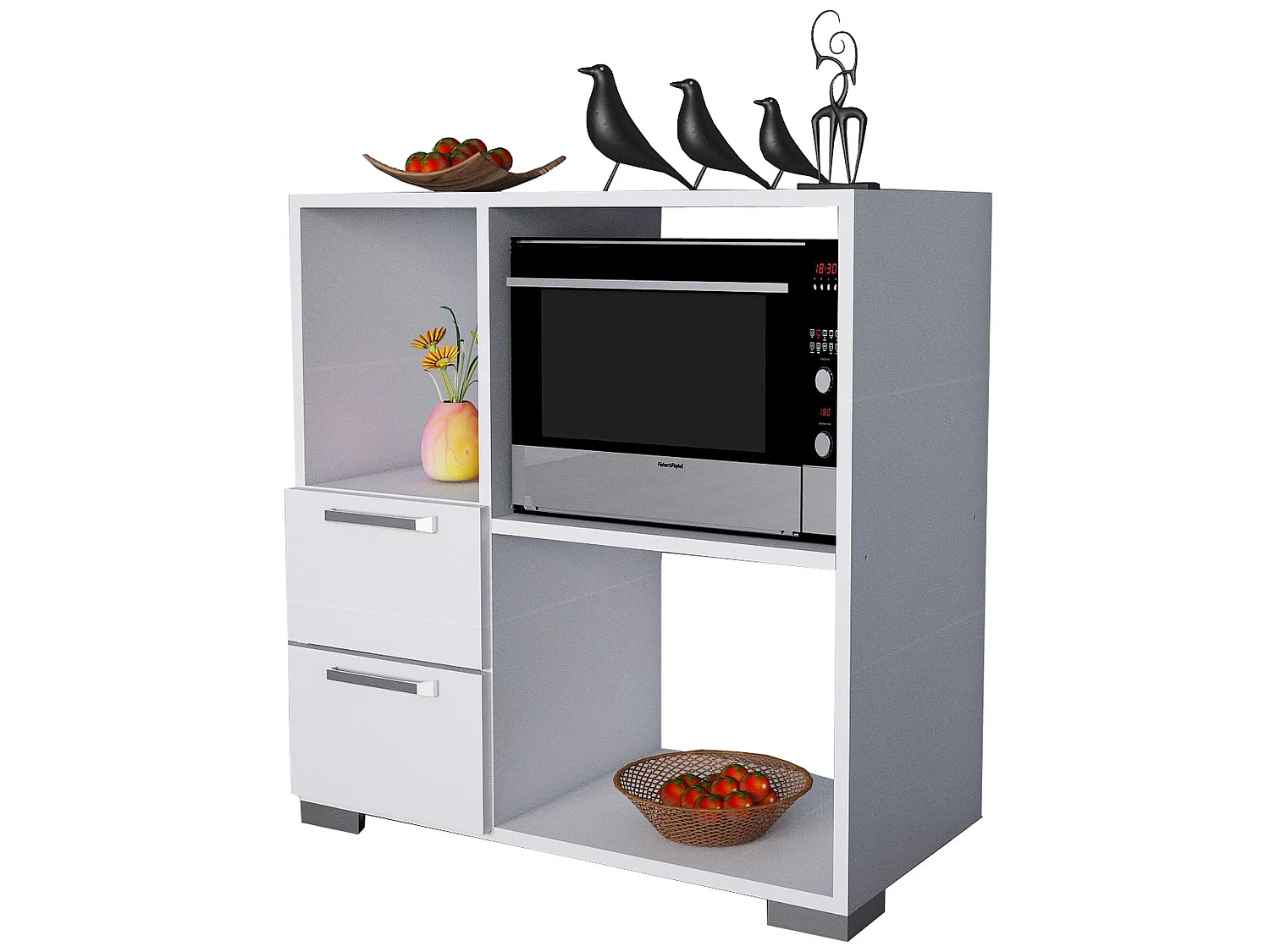 Meuble de cuisine, 100% aggloméré plaqué mélamine, couleur blanche 80x83x40